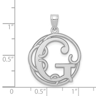 Sterling Silver Rhodium-plated Fancy Script Initial G Pendant