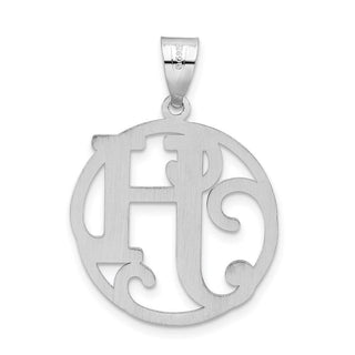 Sterling Silver Rhodium-plated Fancy Script Initial H Pendant