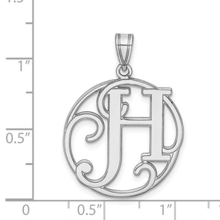 Sterling Silver Rhodium-plated Fancy Script Initial H Pendant