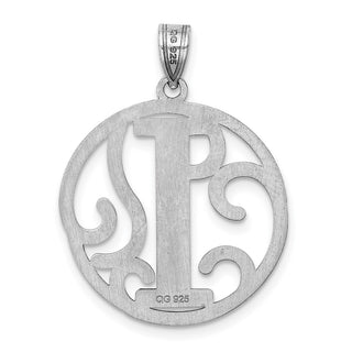 Sterling Silver Rhodium-plated Fancy Script Initial I Pendant