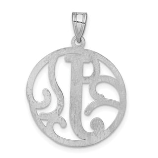 Sterling Silver Rhodium-plated Fancy Script Initial J Pendant