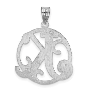 Sterling Silver Rhodium-plated Fancy Script Initial K Pendant