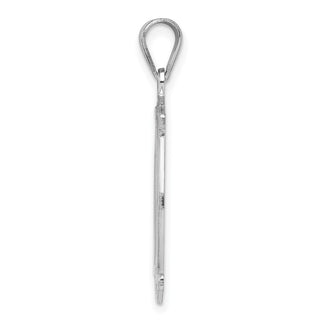 Sterling Silver Rhodium-plated Fancy Script Initial M Pendant