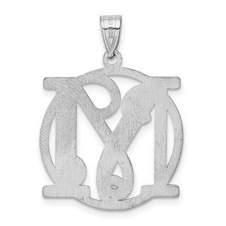 Sterling Silver Rhodium-plated Fancy Script Initial M Pendant