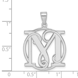 Sterling Silver Rhodium-plated Fancy Script Initial M Pendant