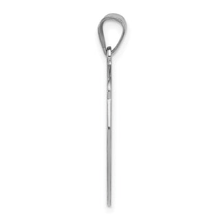 Sterling Silver Rhodium-plated Fancy Script Initial N Pendant