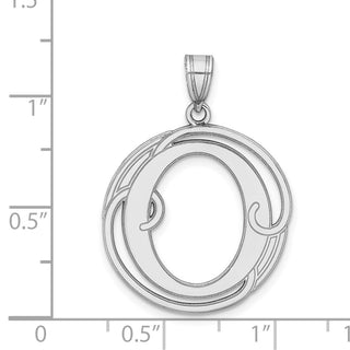 Sterling Silver Rhodium-plated Fancy Script Initial O Pendant