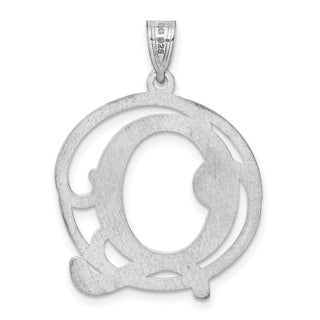 Sterling Silver Rhodium-plated Fancy Script Initial Q Pendant