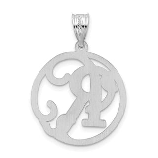 Sterling Silver Rhodium-plated Fancy Script Initial R Pendant
