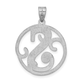 Sterling Silver Rhodium-plated Fancy Script Initial S Pendant