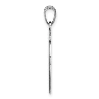 Sterling Silver Rhodium-plated Fancy Script Initial U Pendant