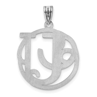 Sterling Silver Rhodium-plated Fancy Script Initial U Pendant