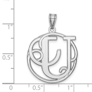 Sterling Silver Rhodium-plated Fancy Script Initial U Pendant