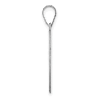 Sterling Silver Rhodium-plated Fancy Script Initial V Pendant