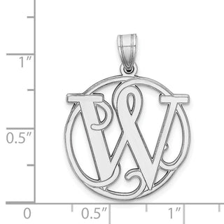 Sterling Silver Rhodium-plated Fancy Script Initial W Pendant