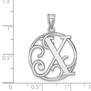 Sterling Silver Rhodium-plated Fancy Script Initial X Pendant