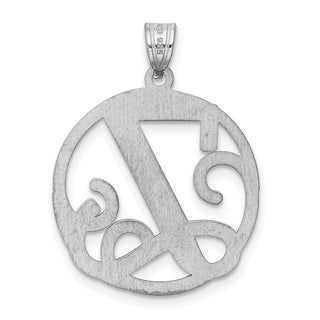 Sterling Silver Rhodium-plated Fancy Script Initial Y Pendant