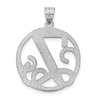 Sterling Silver Rhodium-plated Fancy Script Initial Y Pendant