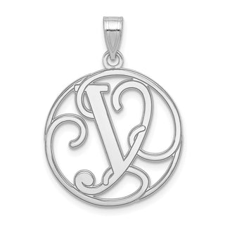 Sterling Silver Rhodium-plated Fancy Script Initial Y Pendant