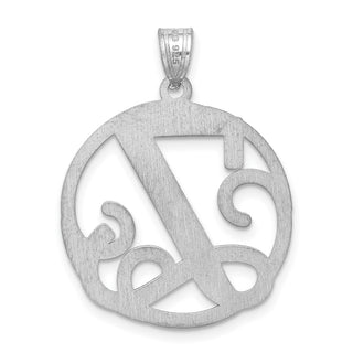 Sterling Silver Rhodium-plated Fancy Script Initial Z Pendant