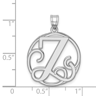 Sterling Silver Rhodium-plated Fancy Script Initial Z Pendant