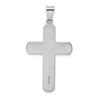 Rhodium-Plated 925 Sterling Silver Polished Cross Pendant QC9031