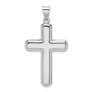 Rhodium-Plated 925 Sterling Silver Polished Cross Pendant QC9031