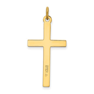 Gold-Plated 925 Sterling Silver Polished and Satin Cross Pendant