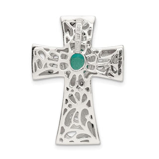 925 Sterling Silver Antiqued Simulated Turquoise Cabochon Slide Pendant