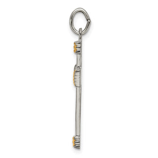 925 Sterling Silver with Gold-Plated Polished Cross Pendant QC9047