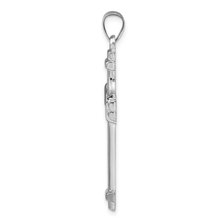 Rhodium-Plated 925 Sterling Silver Polished Fancy Cross Pendant