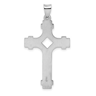 Rhodium-Plated 925 Sterling Silver Polished Fancy Cross Pendant