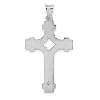 Rhodium-Plated 925 Sterling Silver Polished Fancy Cross Pendant