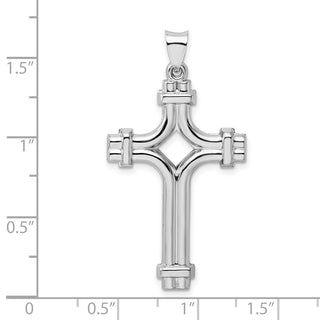 Rhodium-Plated 925 Sterling Silver Polished Fancy Cross Pendant