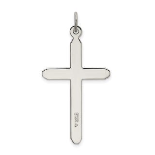 925 Sterling Silver Polished Grooved Cross Pendant