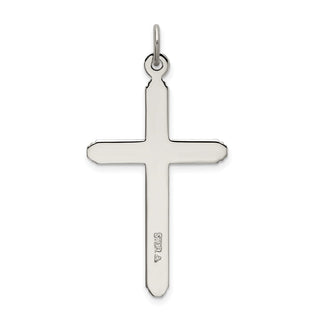 925 Sterling Silver Polished Grooved Cross Pendant