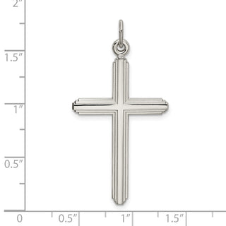 925 Sterling Silver Polished Grooved Cross Pendant