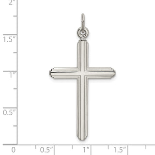 925 Sterling Silver Polished Grooved Cross Pendant