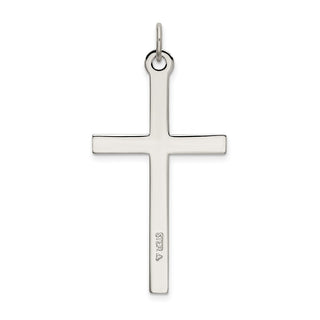 925 Sterling Silver Polished and Textured Cross Pendant QC9052