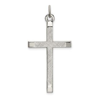 925 Sterling Silver Polished and Textured Cross Pendant QC9052