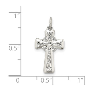925 Sterling Silver Polished and Textured Celtic Cross Pendant
