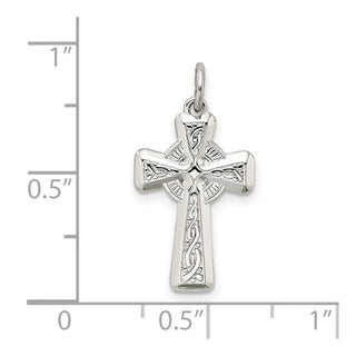 925 Sterling Silver Polished and Textured Celtic Cross Pendant