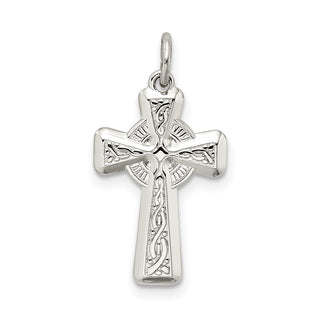 925 Sterling Silver Polished and Textured Celtic Cross Pendant