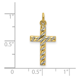 Gold-Plated 925 Sterling Silver Polished and Texture Cross Pendant