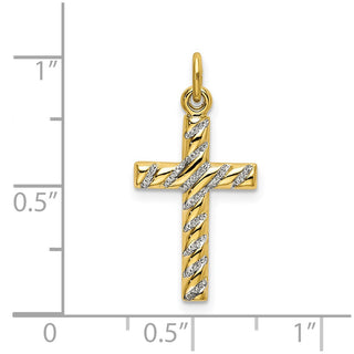 Gold-Plated 925 Sterling Silver Polished and Texture Cross Pendant