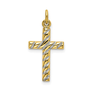 Gold-Plated 925 Sterling Silver Polished and Texture Cross Pendant