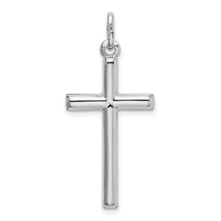 Sterling Silver Rhodium-plated Polished Cross Charm