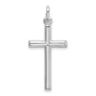 Sterling Silver Rhodium-plated Polished Cross Charm