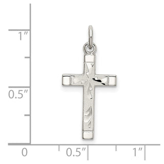 925 Sterling Silver Polished Satin 7 Diamond-Cut Cross Pendant
