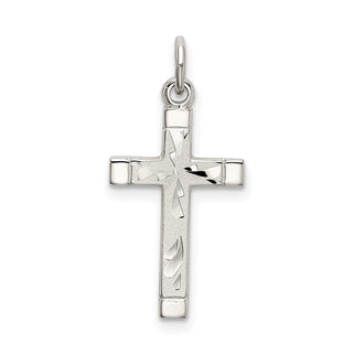 925 Sterling Silver Polished Satin 7 Diamond-Cut Cross Pendant